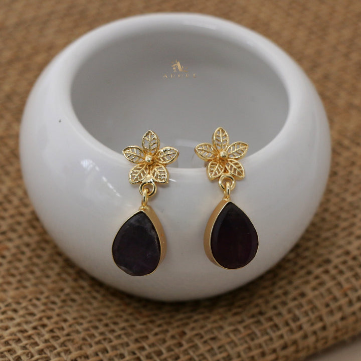 Raw Stone Pavani Flower Drop Earring