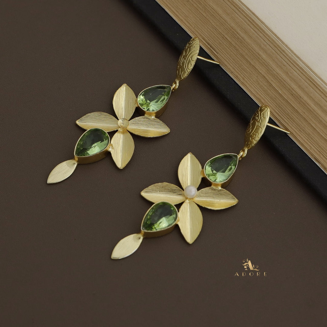 Floral Fara Pearl Dual Drop Earring