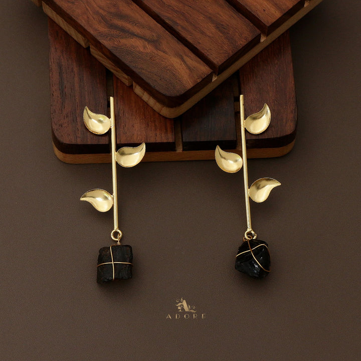 Sticky Leaf Binded Raw Stone Earring