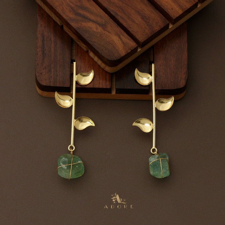 Sticky Leaf Binded Raw Stone Earring