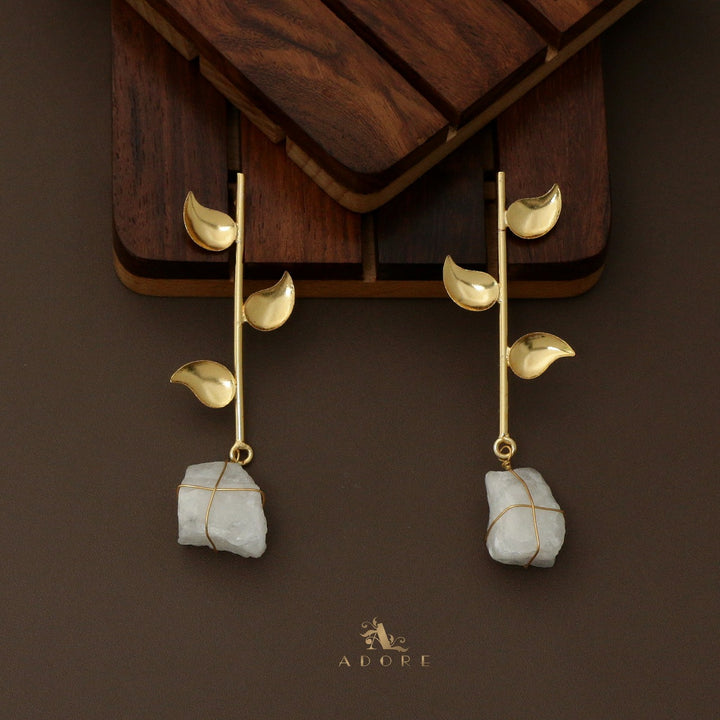 Sticky Leaf Binded Raw Stone Earring