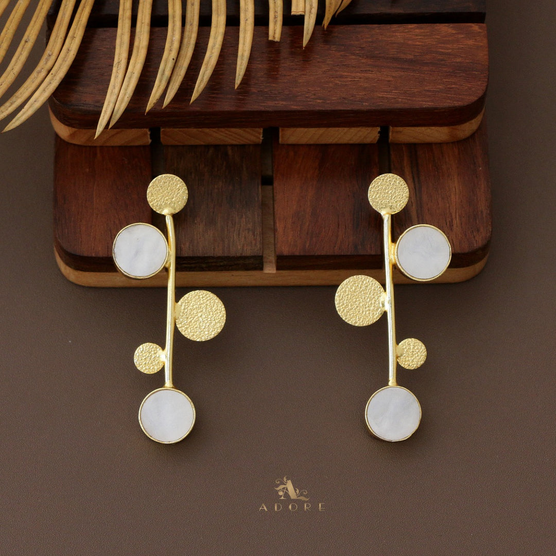 Golden Stone Tree MOP Earring