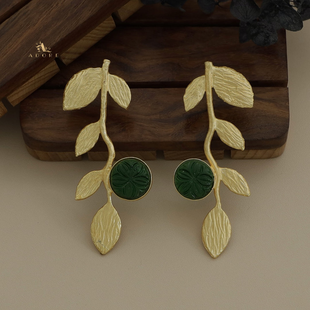 Carved Leafy Branch Earring