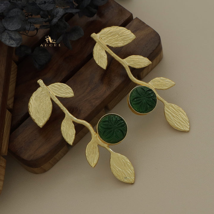 Carved Leafy Branch Earring