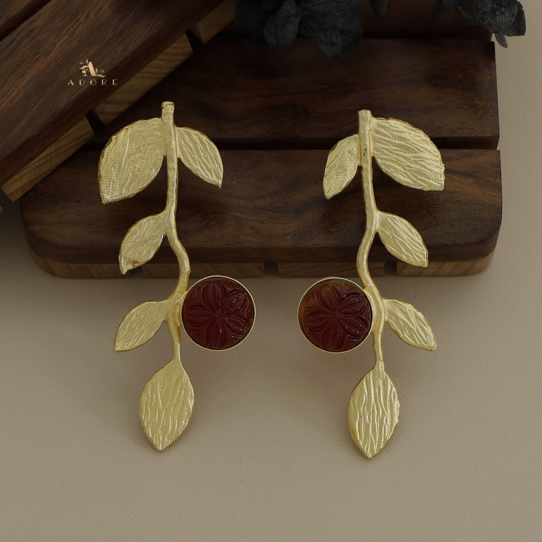 Carved Leafy Branch Earring