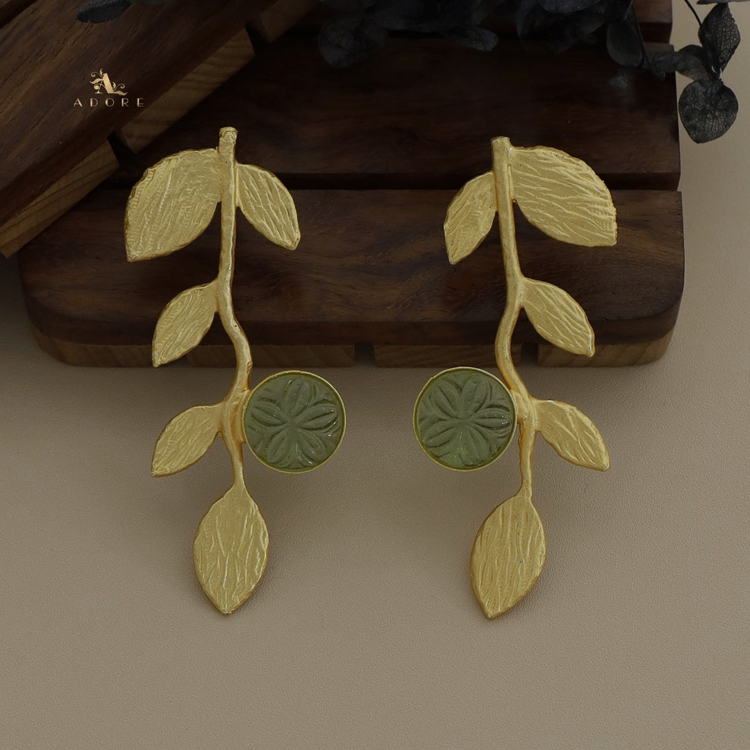 Carved Leafy Branch Earring