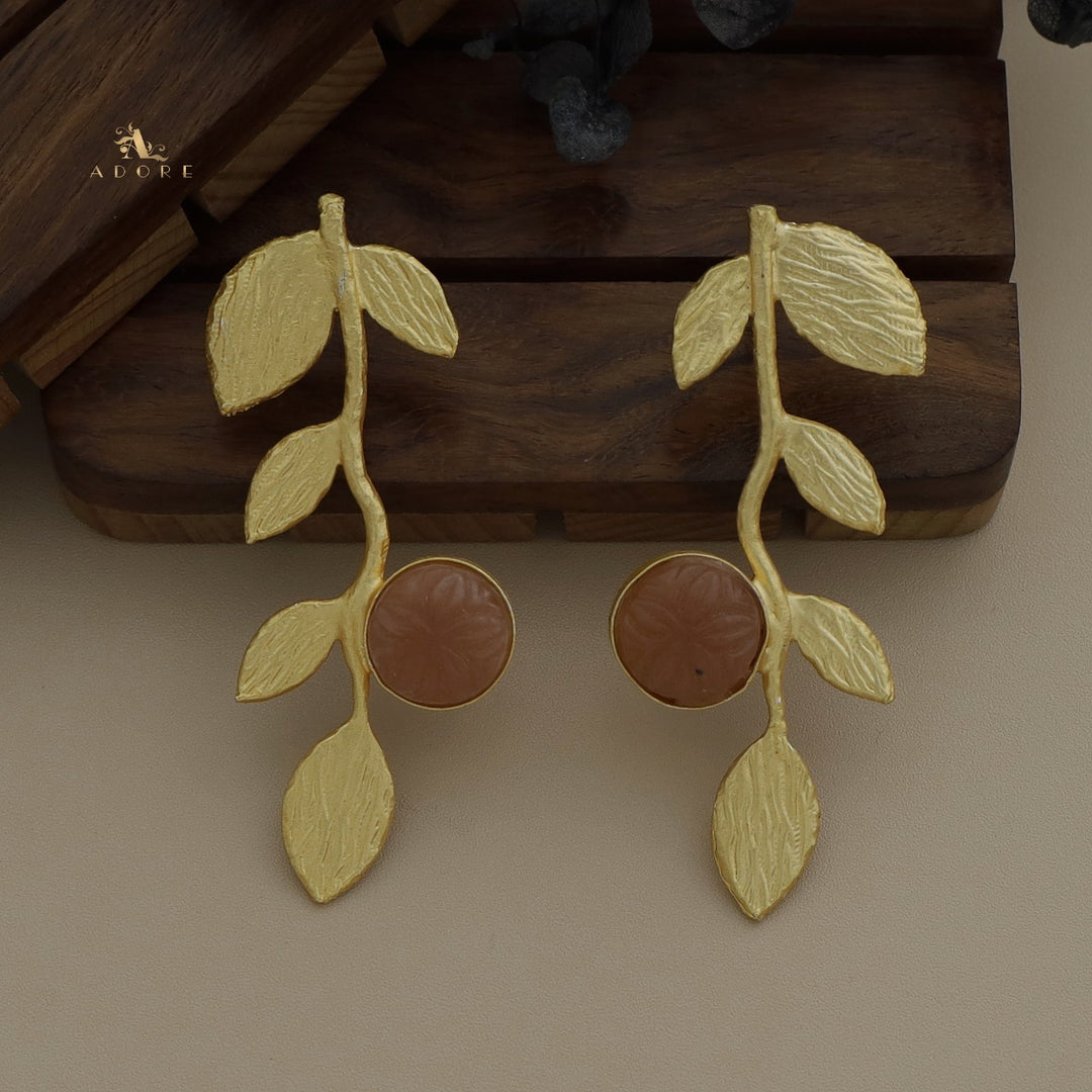 Carved Leafy Branch Earring