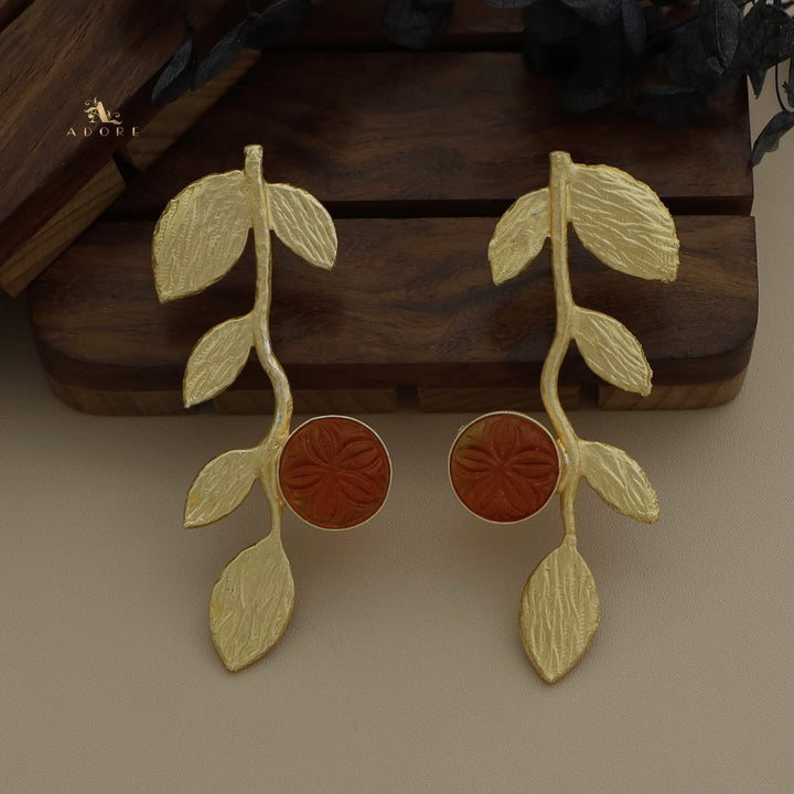 Carved Leafy Branch Earring