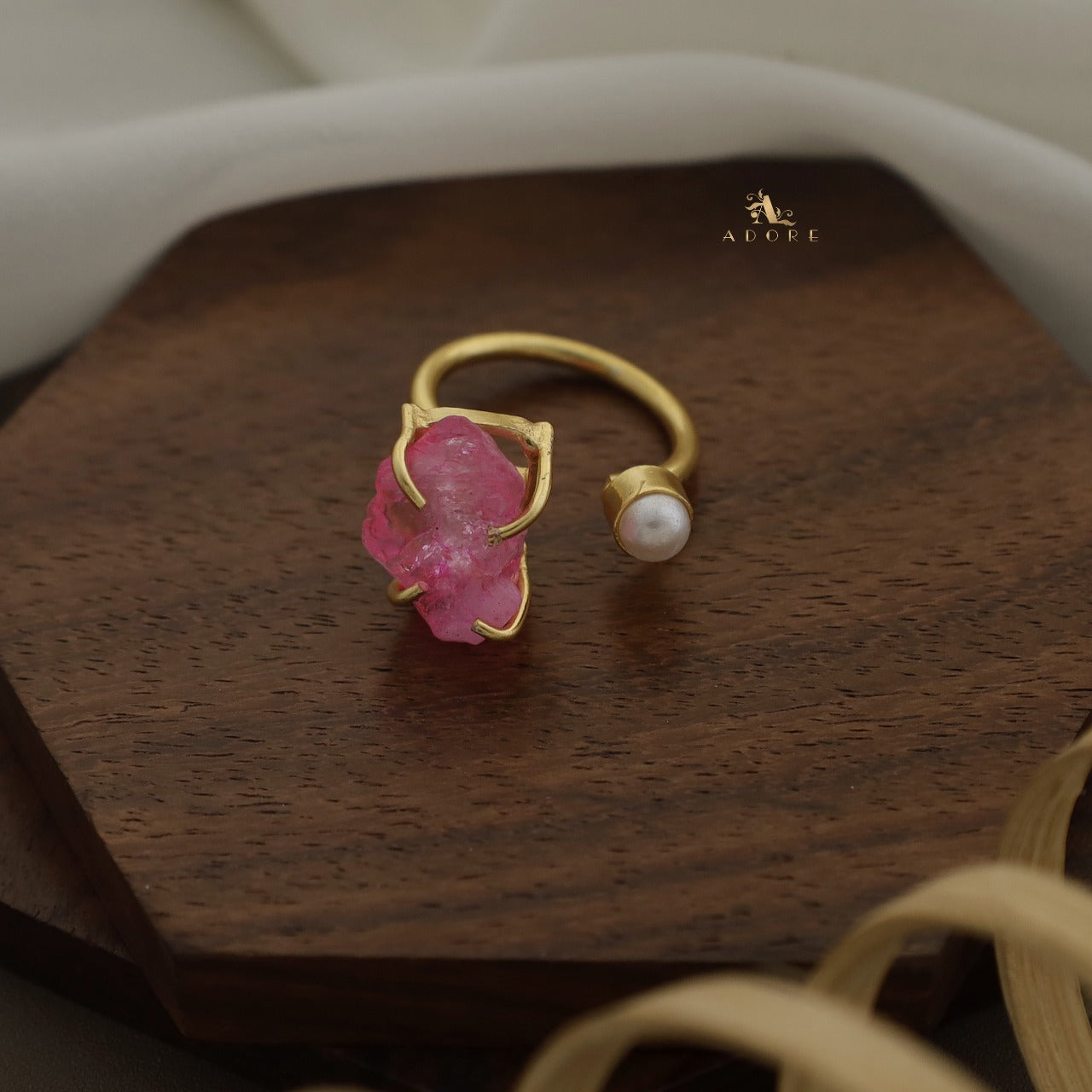 Ena Dyed Stone Plus Mini Pearl Ring – Adore By Priyanka