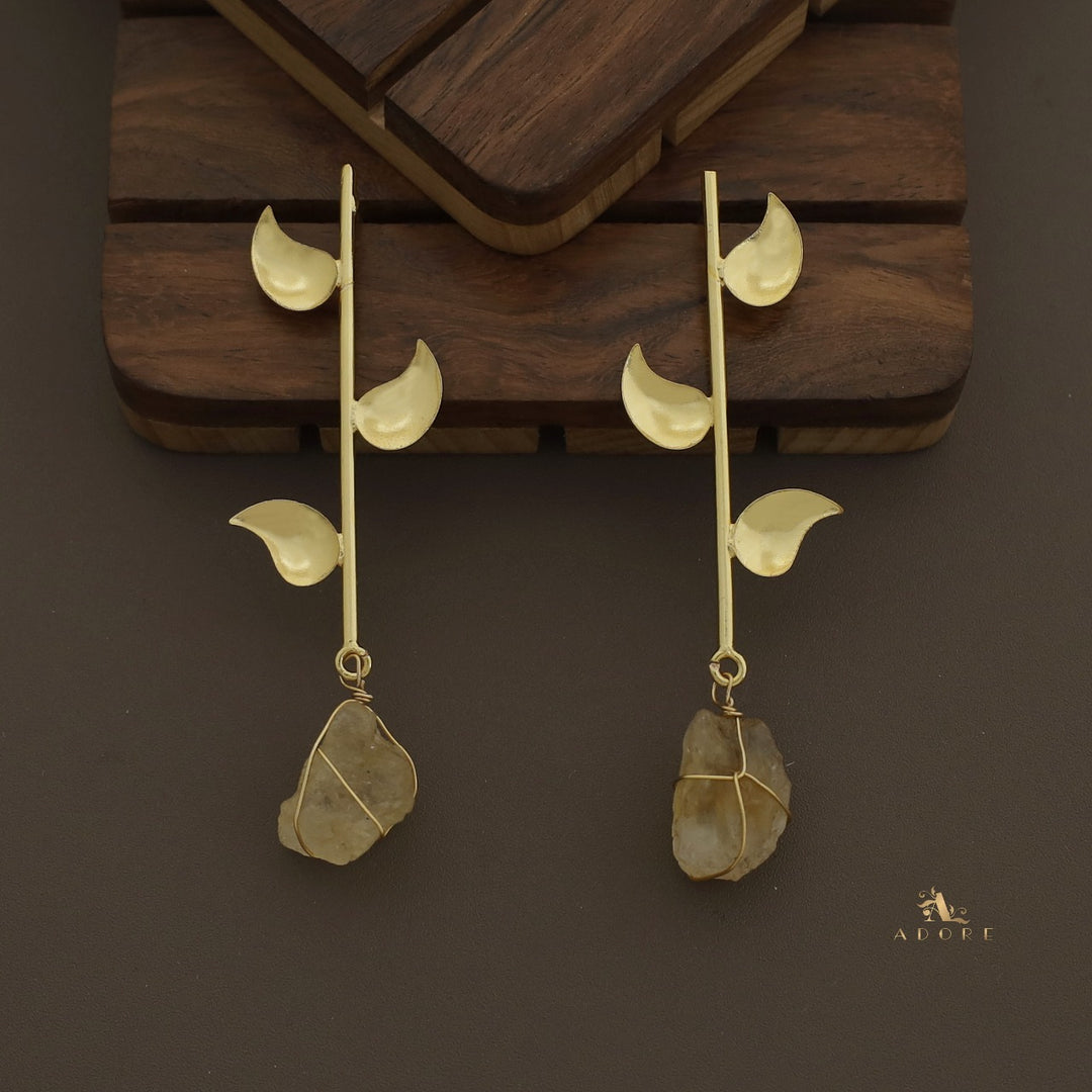 Sticky Leaf Binded Raw Stone Earring