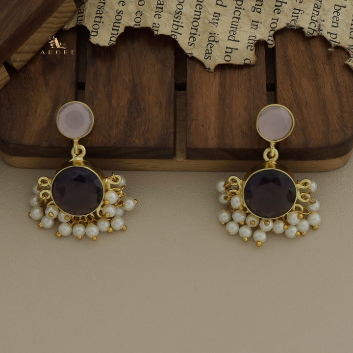 Yelo Glossy Round Cluster Pearl Earring