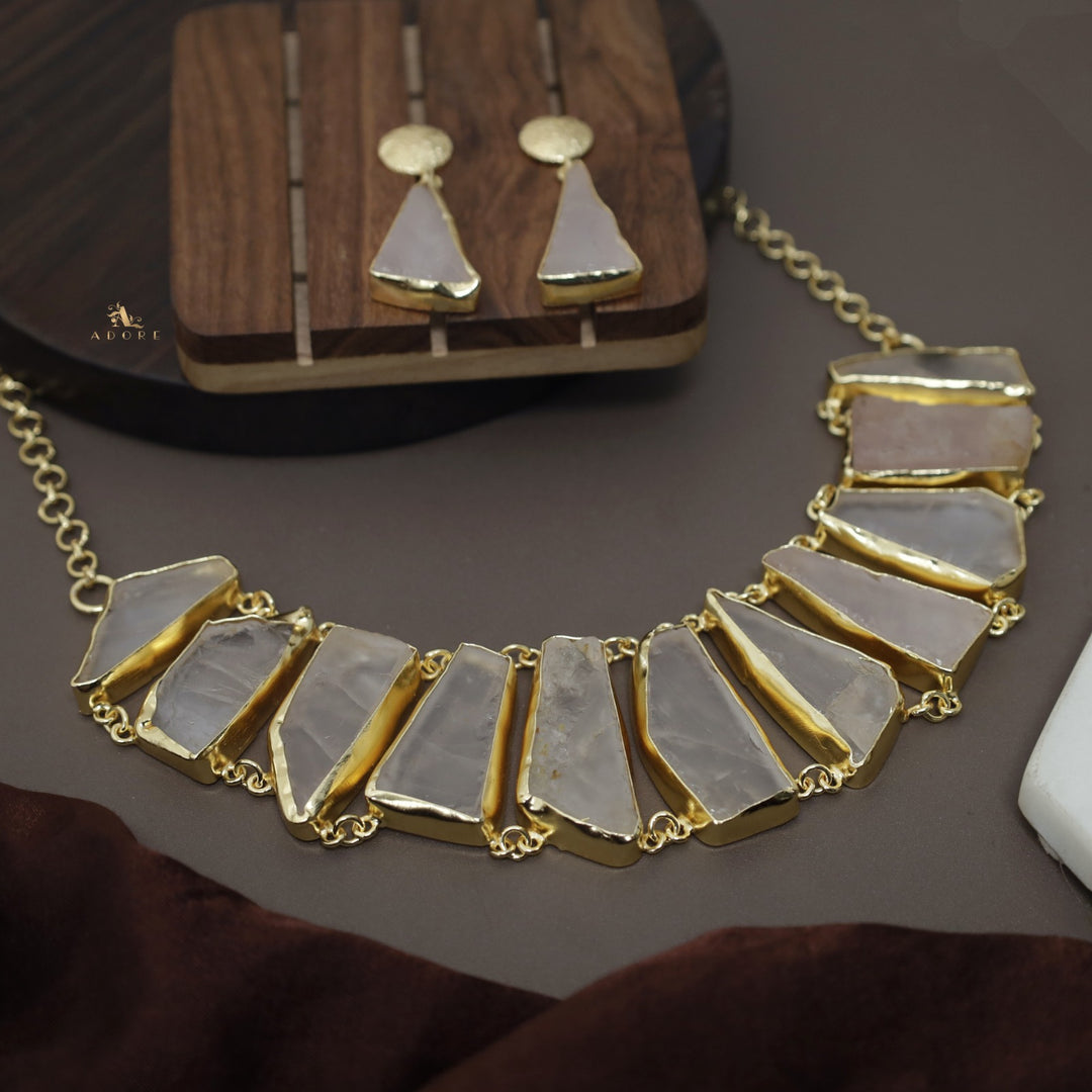 Piera Raw Stone Neckpiece With Earring